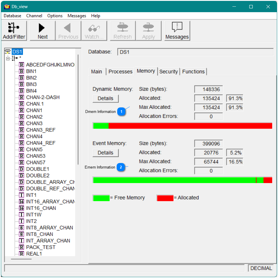 Viewing database information